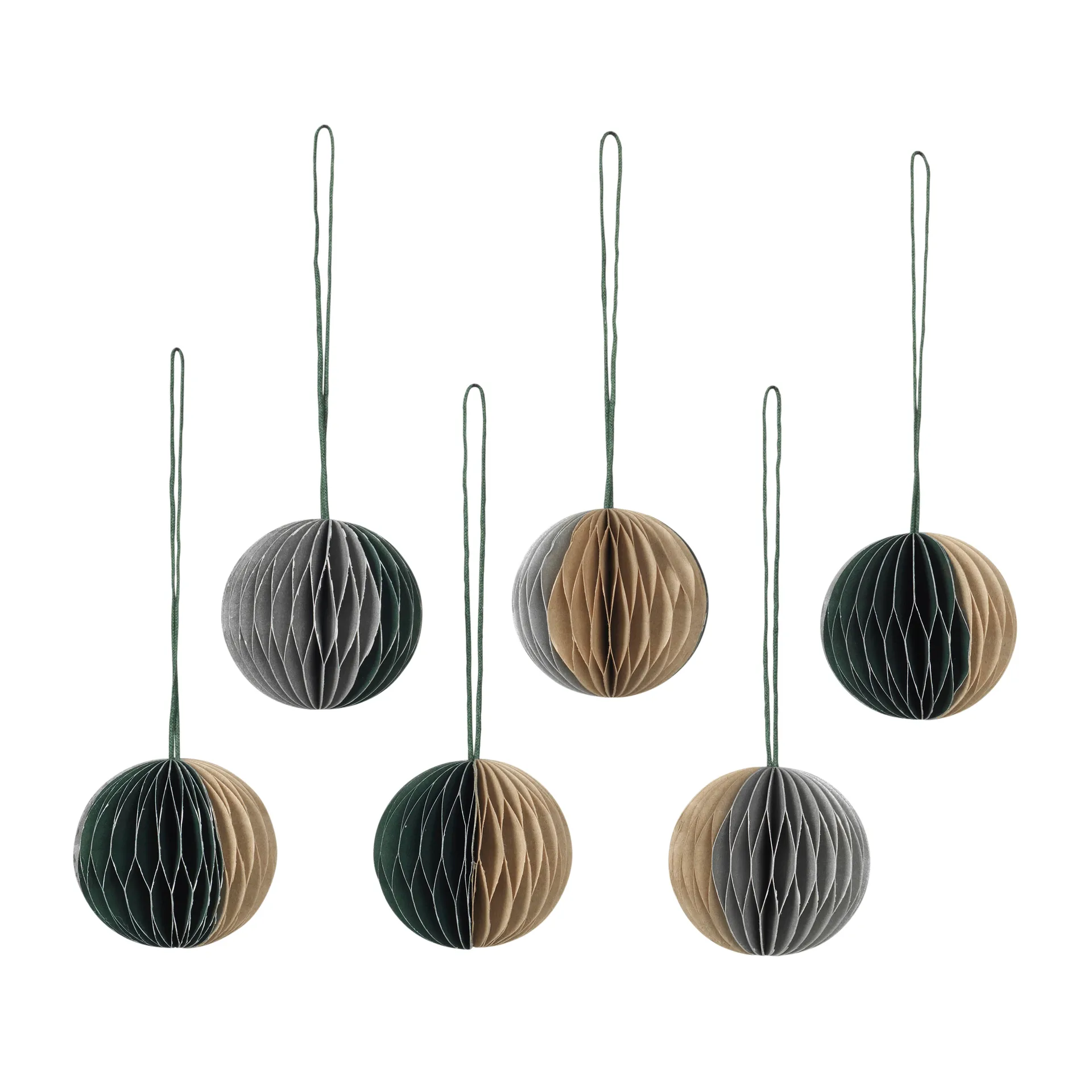 Ball julekugle honeycomb Ø5 cm 6 dele, Multi/Green Broste Copenhagen