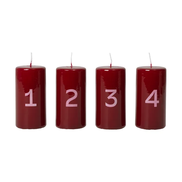 Broste adventslys - Burgundy-White, 4 dele - Broste Copenhagen