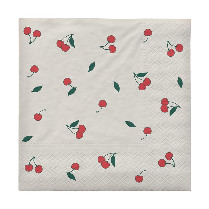 Cherry servietter 33x33 cm 20-pak, Off white-red Broste Copenhagen