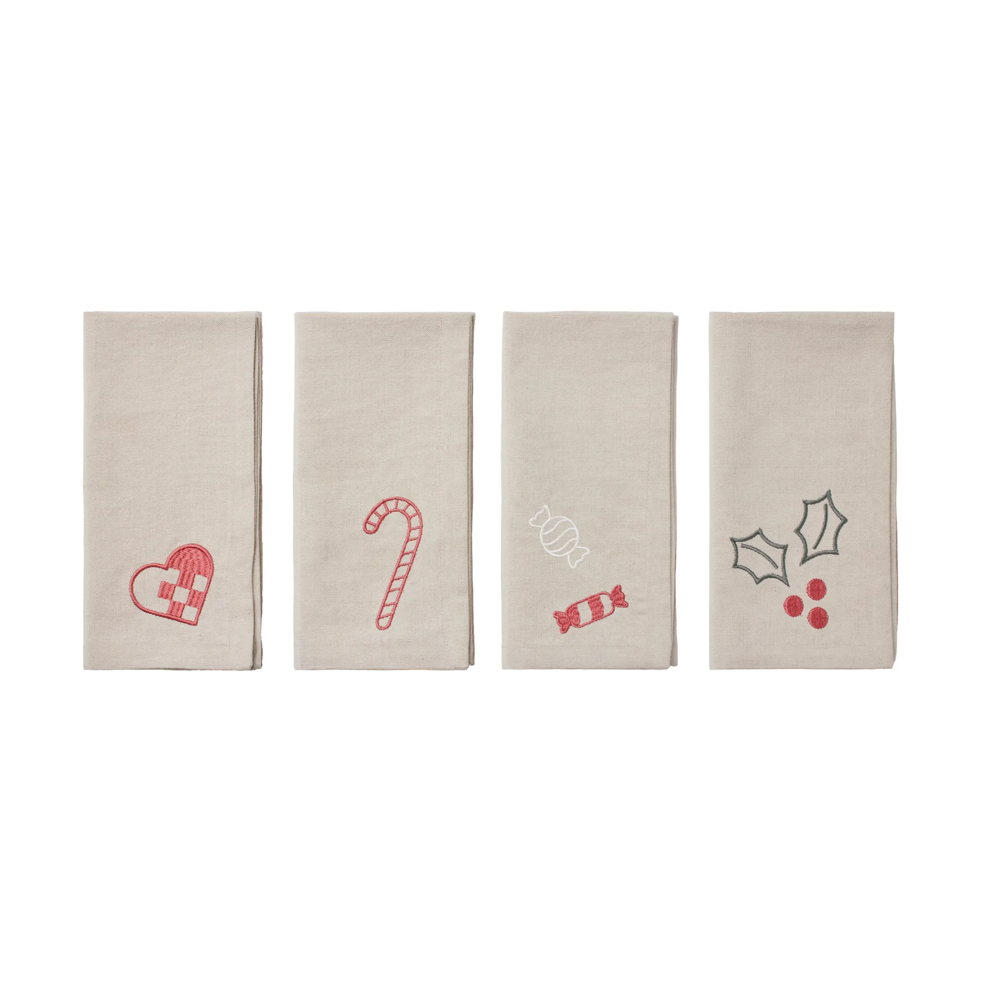 Fryd stofservietter 45x45 cm 4-pak, Light warm grey/Red Broste Copenhagen