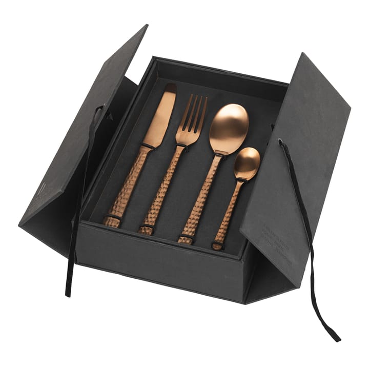 Hune bestik 16 dele, Copper hammered Broste Copenhagen