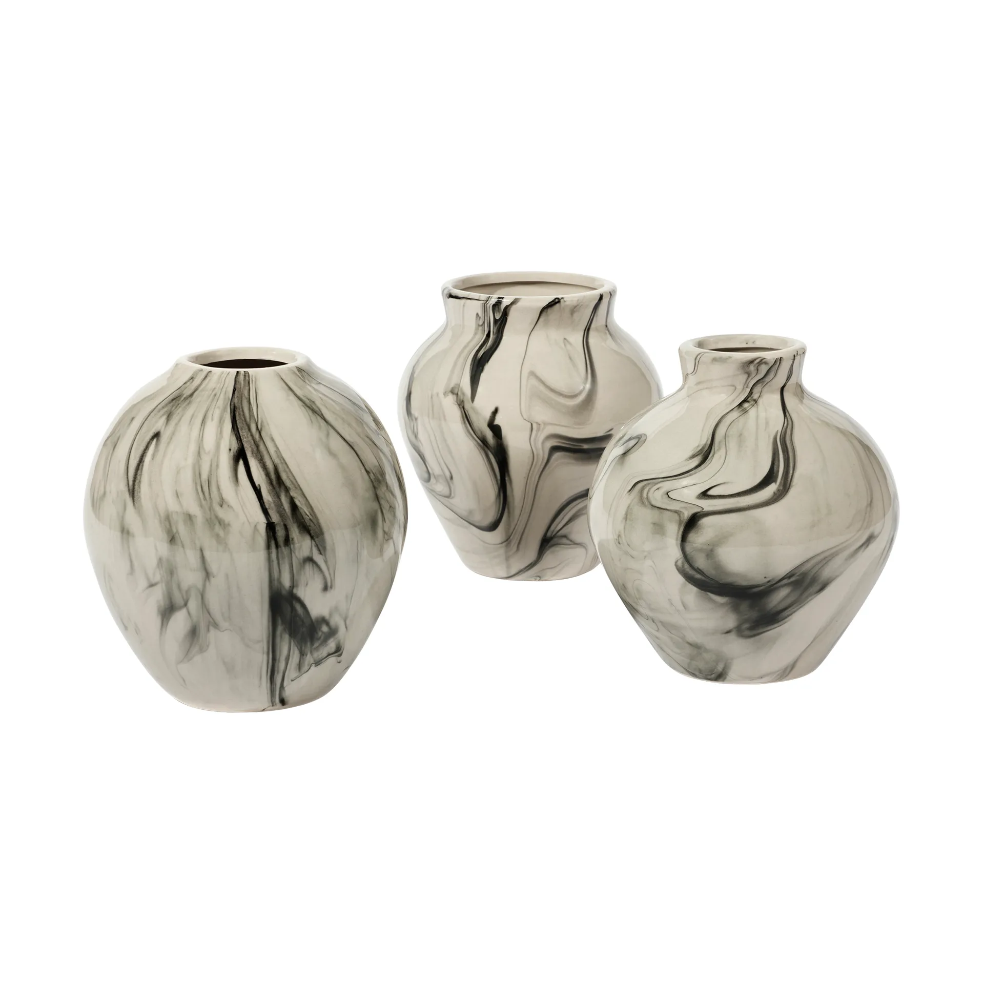 Ingrid keramikvase 14,5 cm 3-pak, Beige-black Broste Copenhagen
