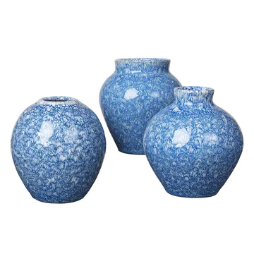 Ingrid keramikvase 14,5 cm 3-pak - Insignia blue/White - Broste Copenhagen