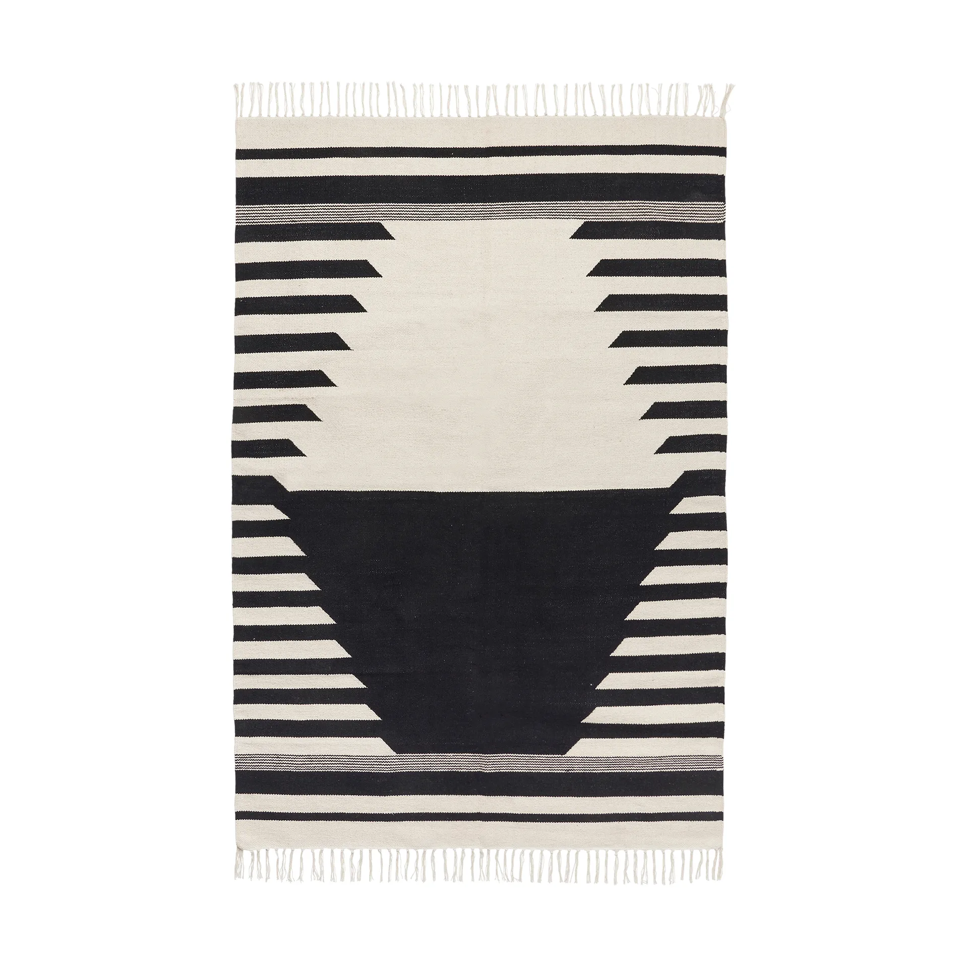 Iselin tæppe 140x200 cm, Black-off white Broste Copenhagen