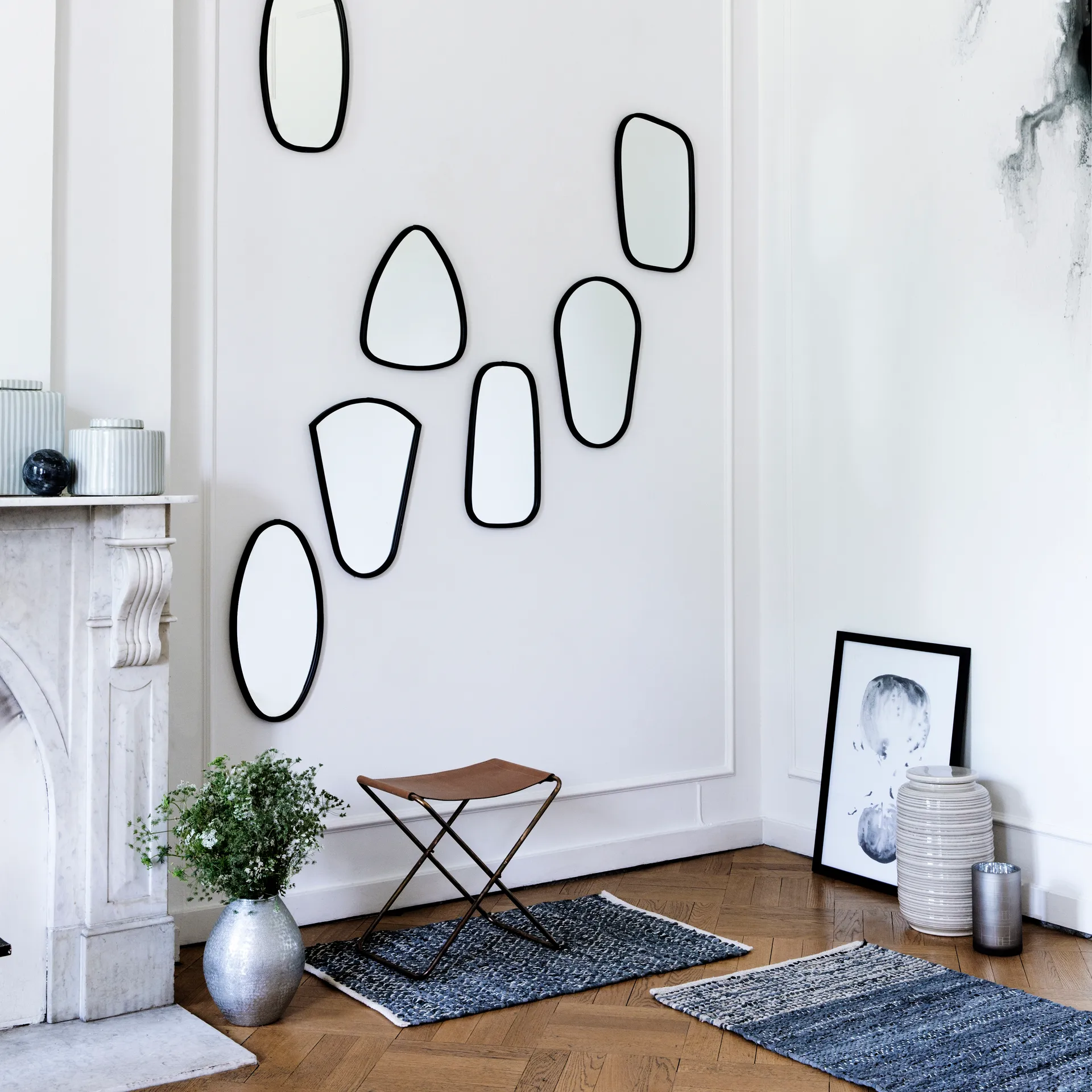 Nola skammel læder, brun, 45 cm Broste Copenhagen