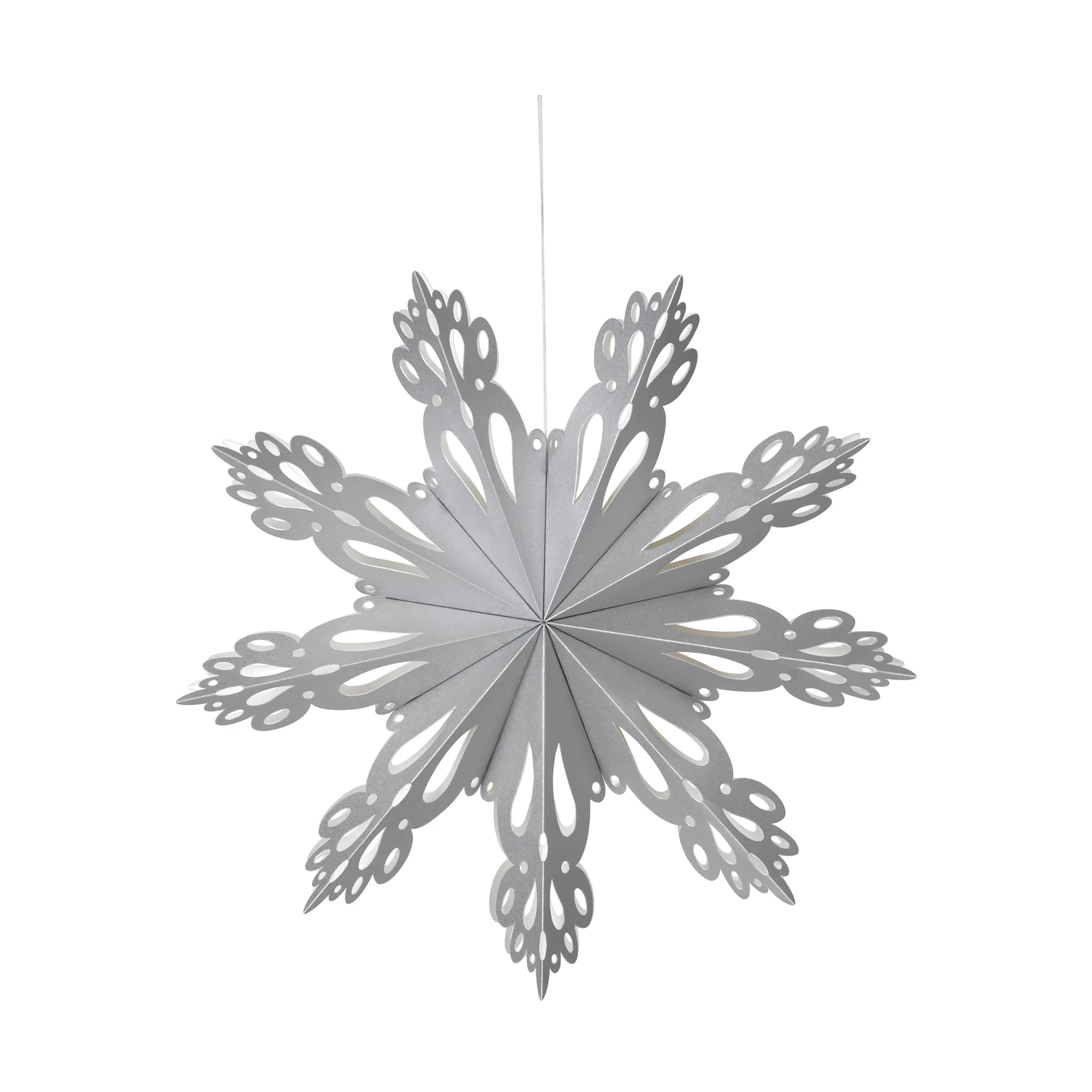 Juledekoration Broste Copenhagen Snowflake Ø30 cm Sølv papirsnefnug genanvendeligt papir