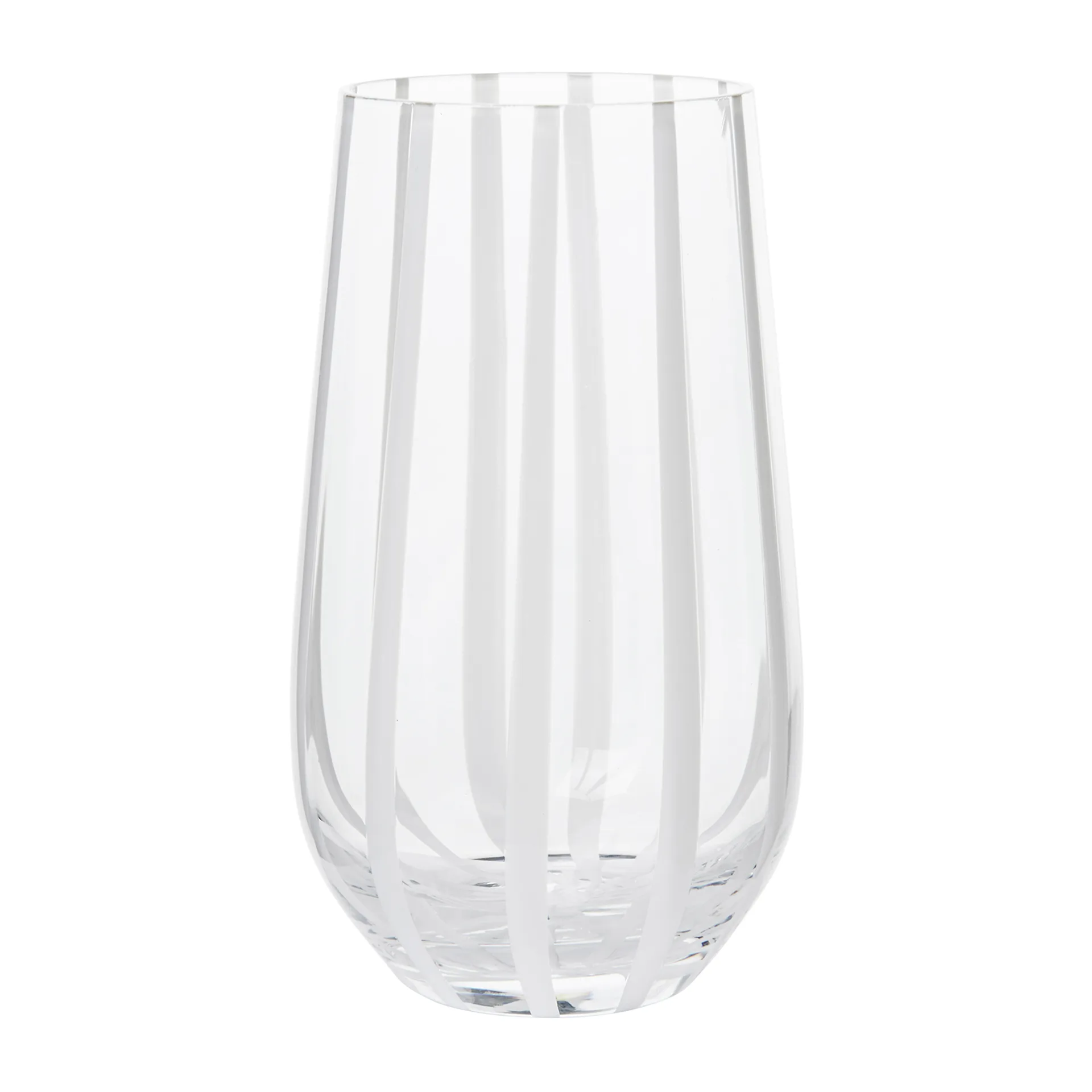 Stripe drikkeglas 55 cl, Clear/White stripes Broste Copenhagen