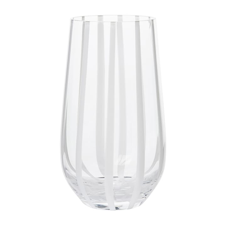 Stripe drikkeglas 55 cl - Clear/White stripes - Broste Copenhagen