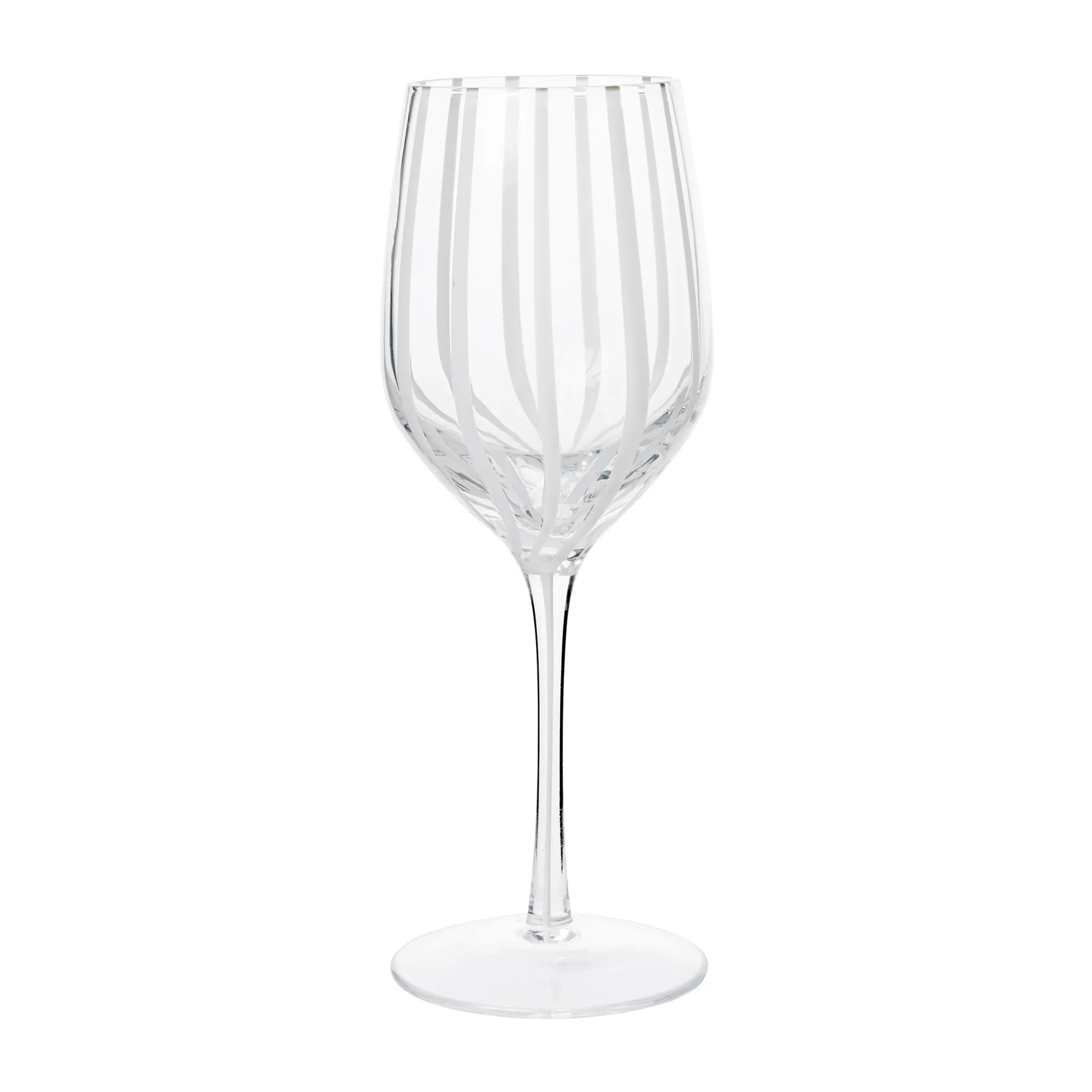Stripe hvidvinsglas 35 cl, Clear/White stripes Broste Copenhagen