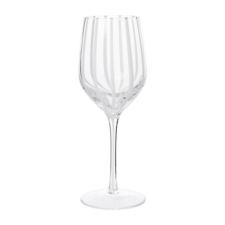 Stripe hvidvinsglas 35 cl - Clear/White stripes - Broste Copenhagen