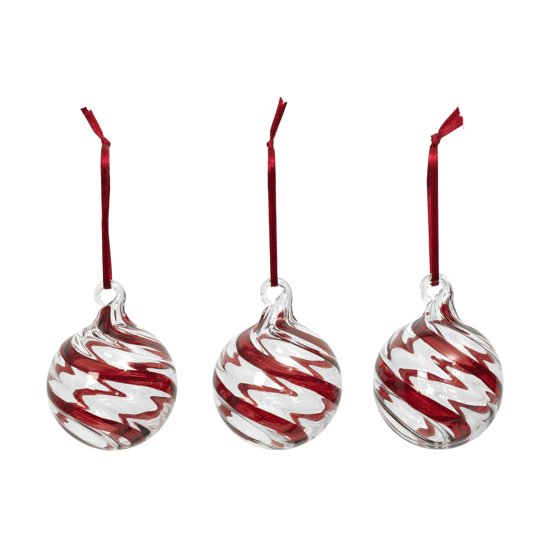 Swirl julekugle, Deep Red-Clear Broste Copenhagen