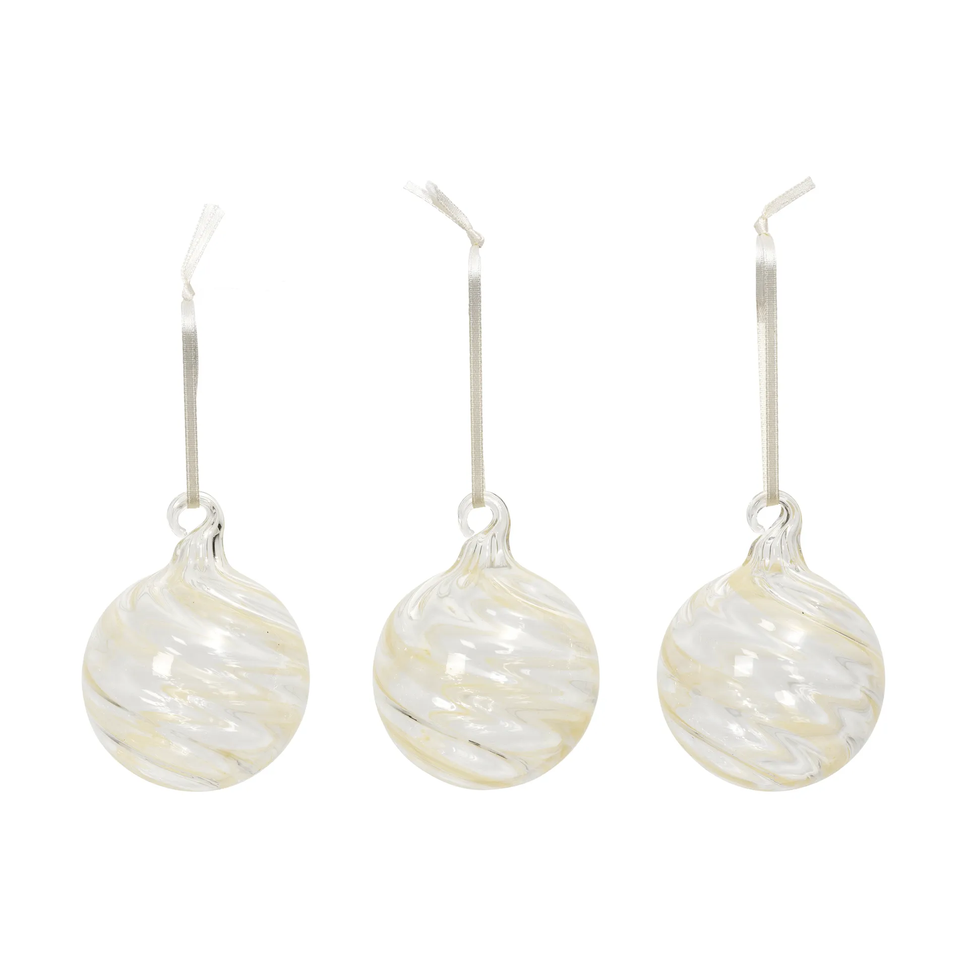 Swirl julekugle, Off White-Clear Broste Copenhagen