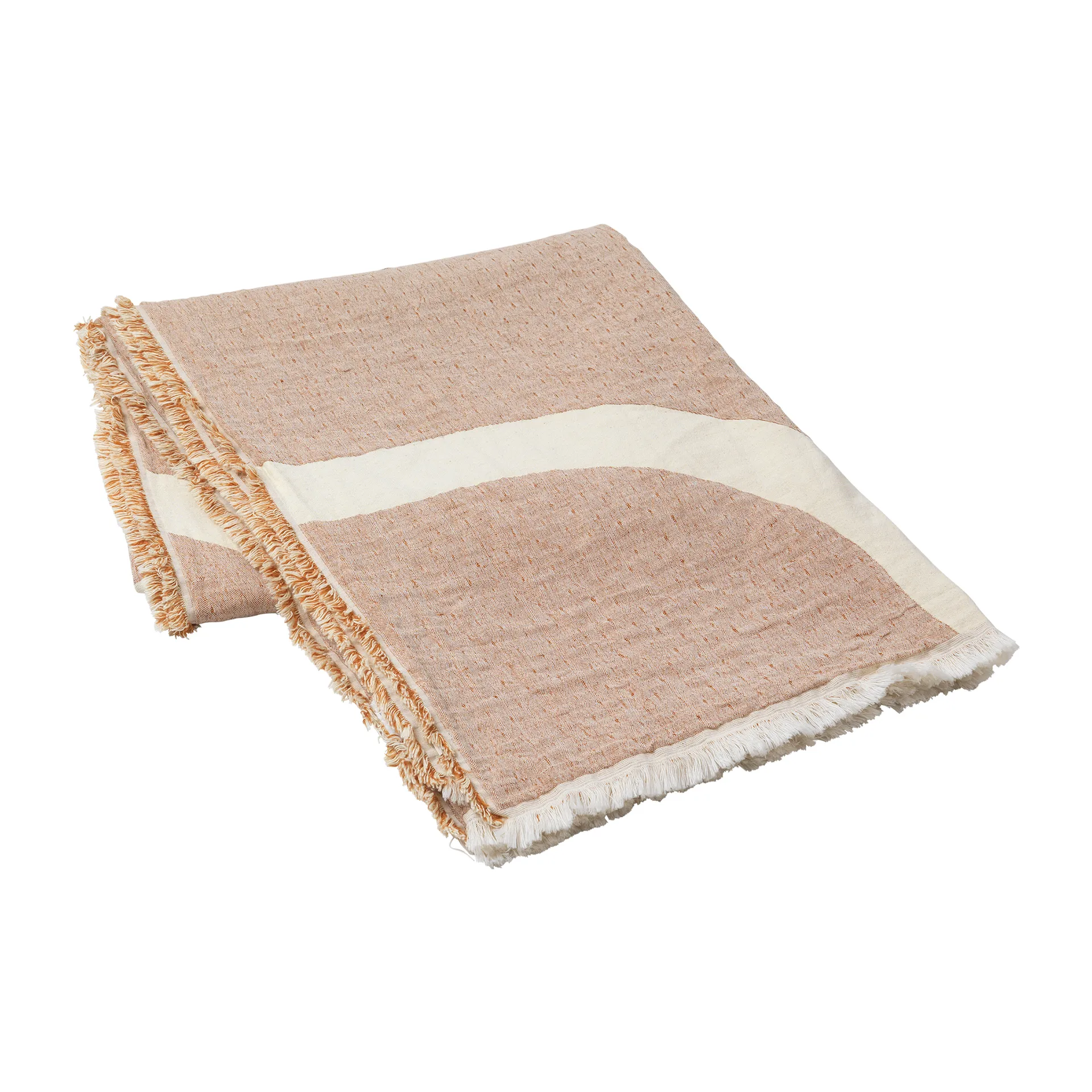 Tide plaid bomuld/hør 130x180 cm, Caramel brown Broste Copenhagen