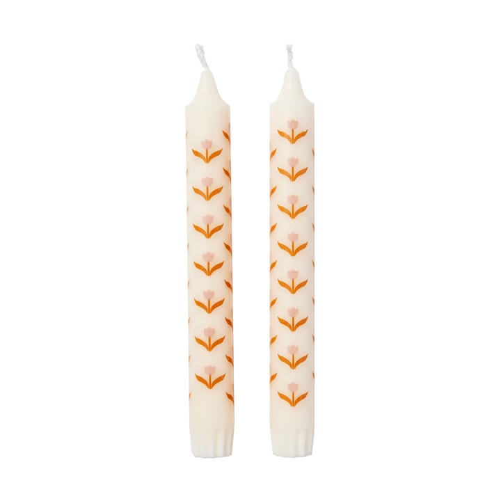 Tulip kronlys 2 pk - White-soft pink - Broste Copenhagen