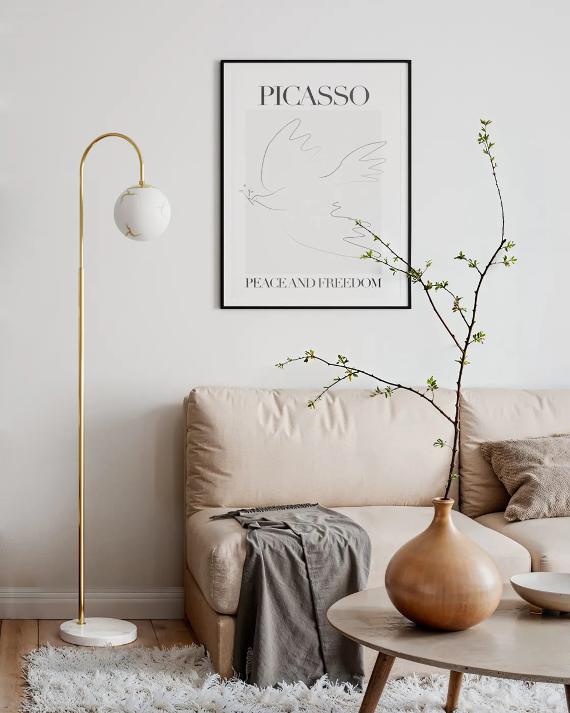 Bellagio gulvlampe 163 cm, Messing-hvid By Rydéns