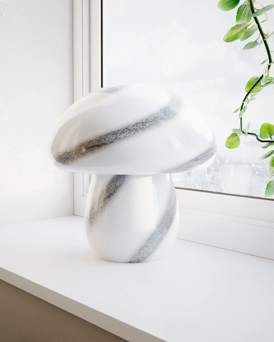 Mira Mushroom bordlampe 30 cm, Hvid-sort By Rydéns