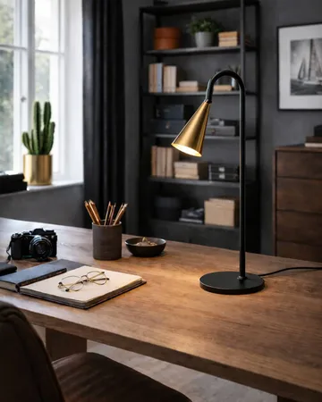 Spline bordlampe - Sort-messing, 55 cm - By Rydéns