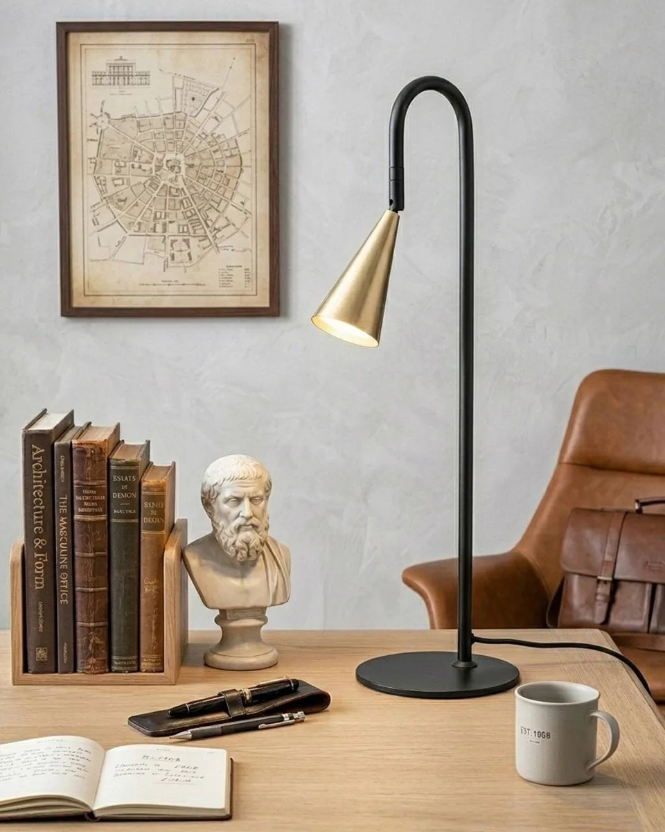 Spline bordlampe, Sort-messing, 55 cm By Rydéns