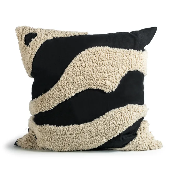 Fluffy pude - Black/Beige, 50x50 cm - Byon