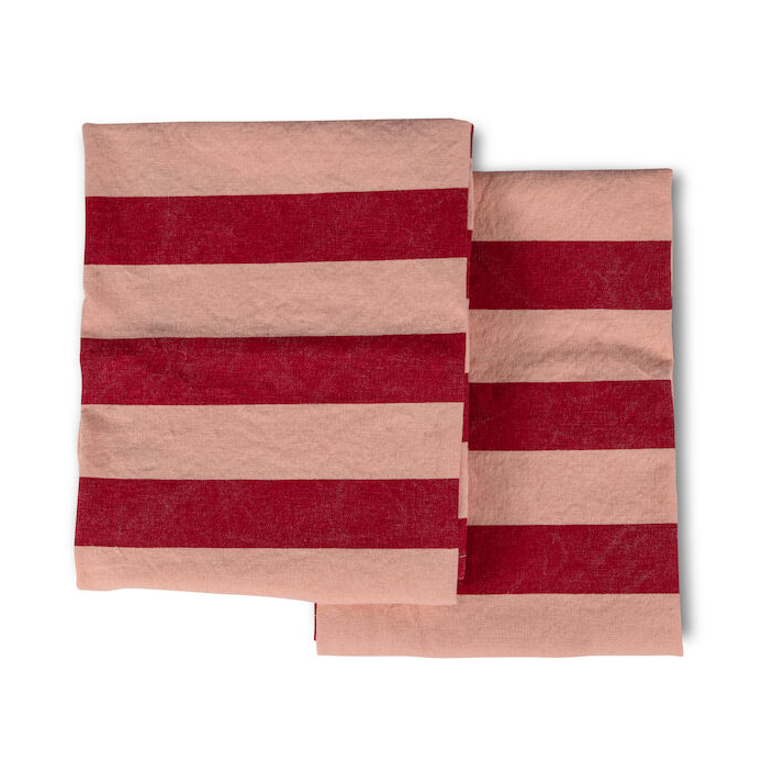 Byon Leya stripe viskestykke 50×70 cm 2-pak Rød/Lyserød