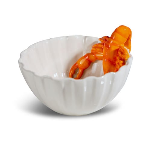 Lobsti skål Ø14 cm, Hvid/Orange Byon