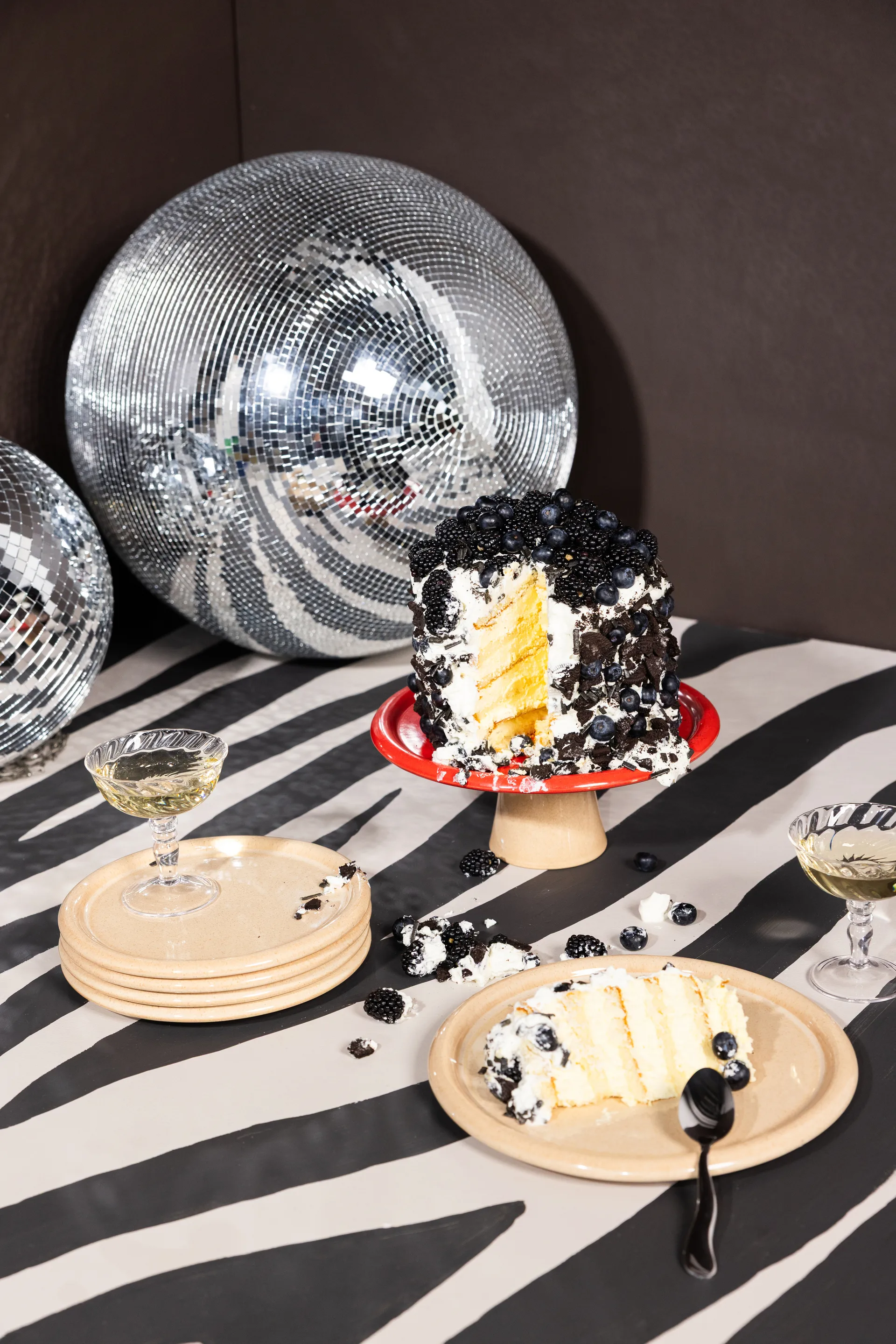 Porto kagefad Ø26x11 cm, Rød-beige Byon