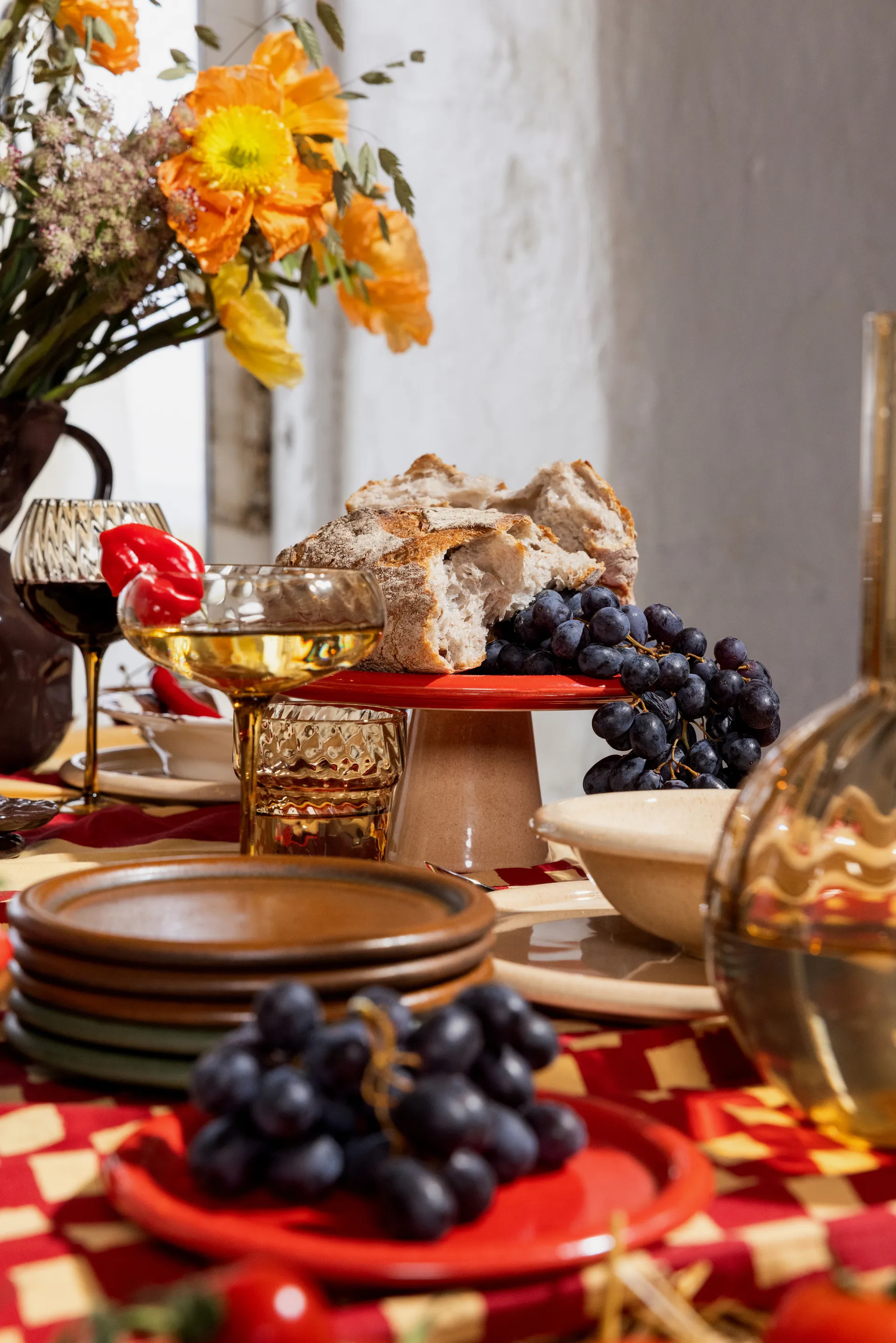 Porto kagefad Ø26x11 cm, Rød-beige Byon