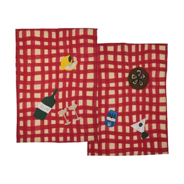 Sera viskestykke 2-pak - Rød, 50x70 cm - Byon
