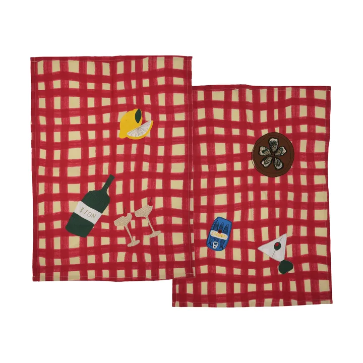 Sera viskestykke 2-pak - Rød, 50x70 cm - Byon