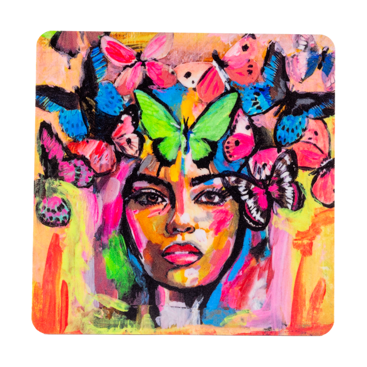 Coming back to life glasunderlag 9x9 cm - Flerfarvet - Carolina Gynning