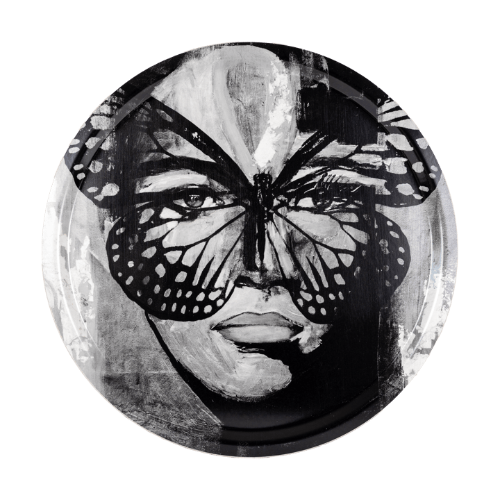 Golden Butterfly bakke Ø46 cm - Black-white - Carolina Gynning