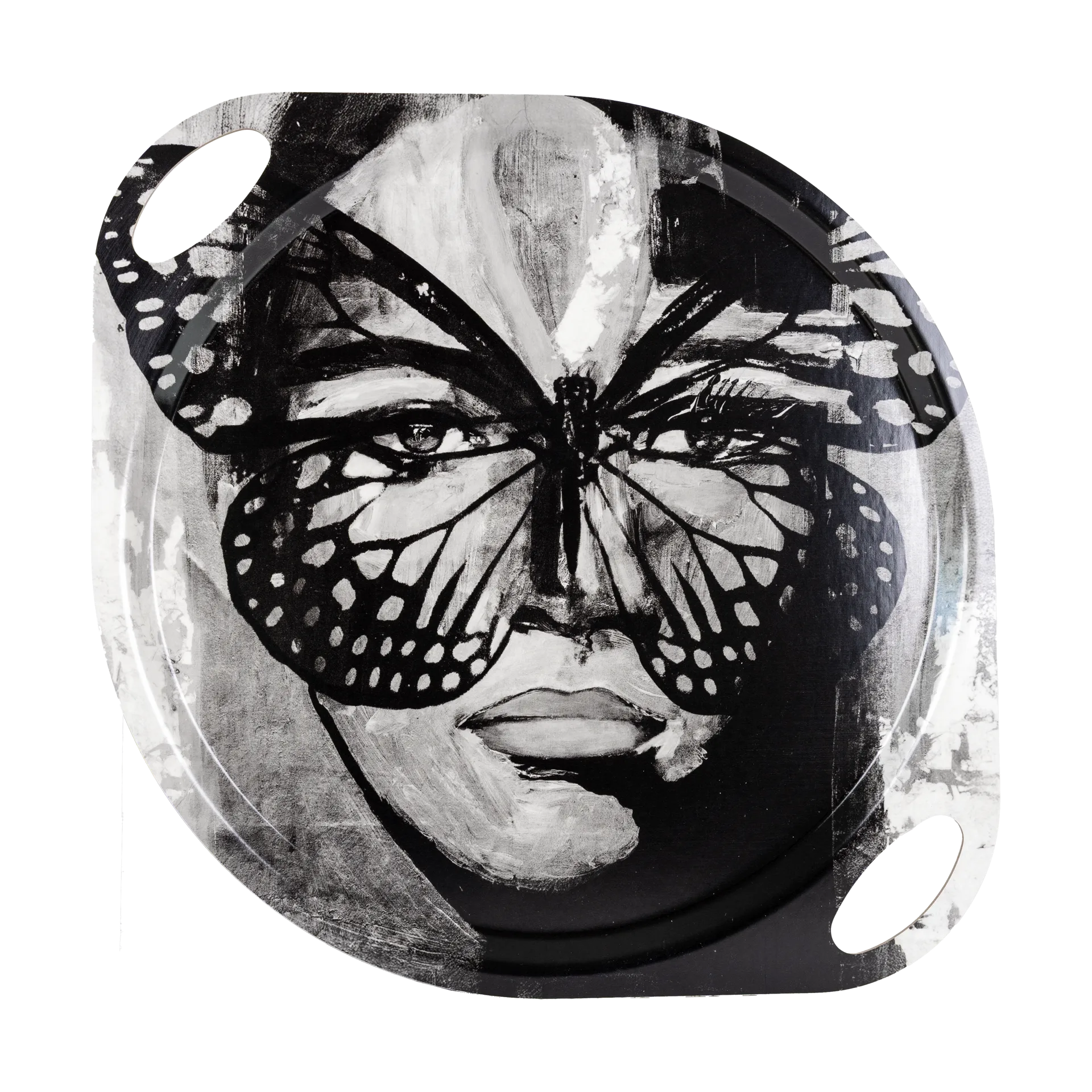Golden Butterfly bakke med håndtag 38x47 cm, Black-white Carolina Gynning