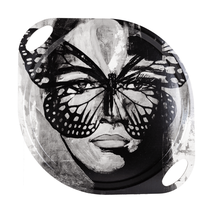 Golden Butterfly bakke med håndtag 38x47 cm - Black-white - Carolina Gynning