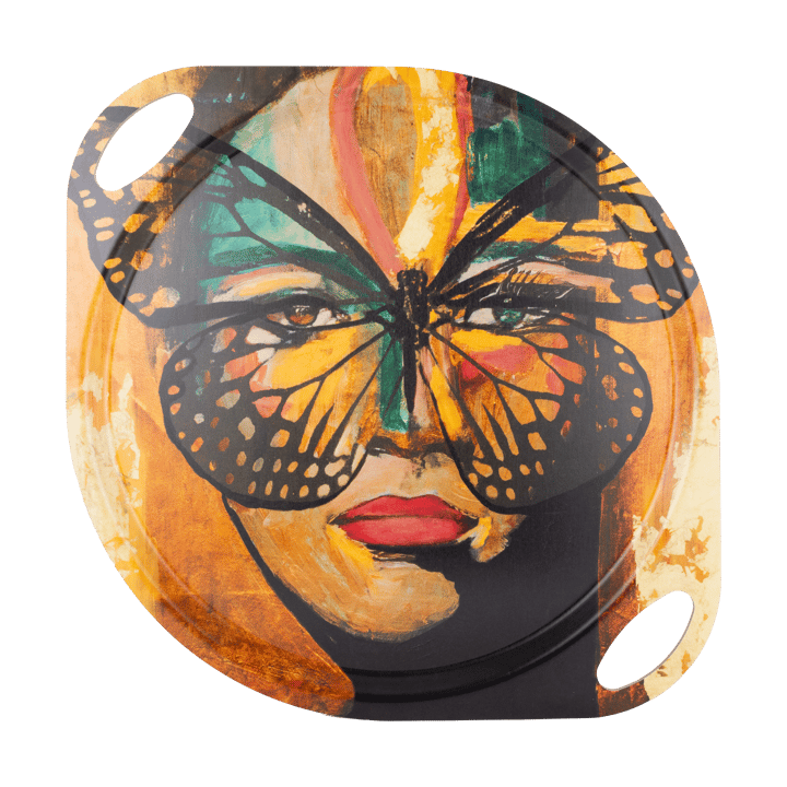 Golden Butterfly bakke med håndtag 38x47 cm - Orange-black - Carolina Gynning