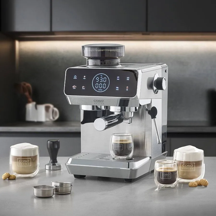 Caso Gourmet espressomaskine med kværn, Stål Caso