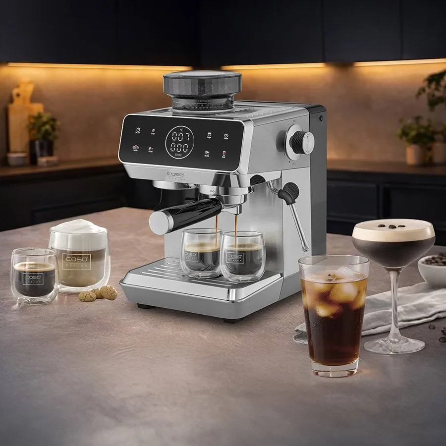 Caso Gourmet espressomaskine med kværn, Stål Caso