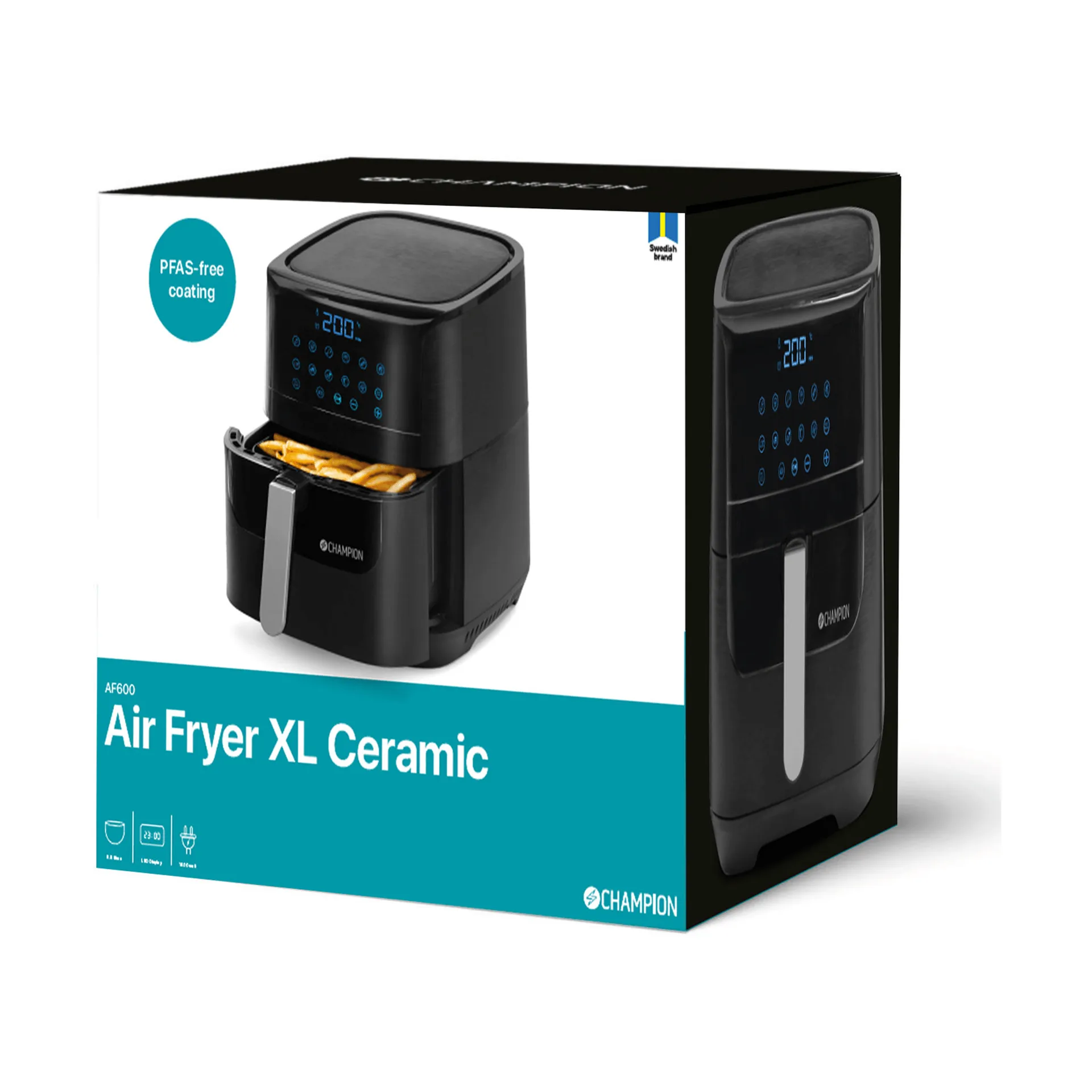 Champion Ceramic airfryer XL, Sort, 5,5 L Champion