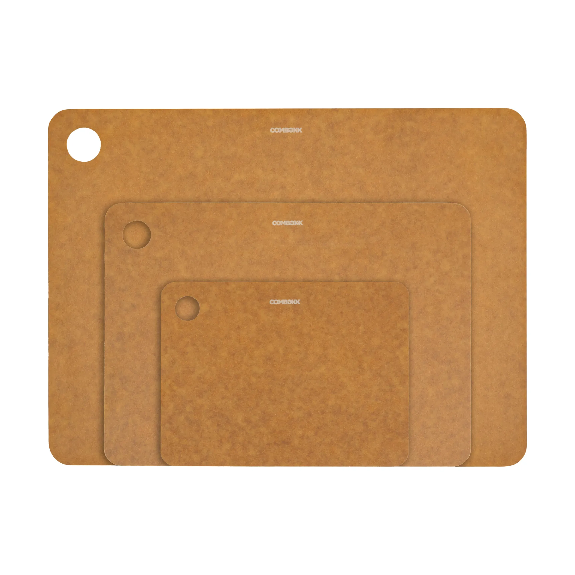 Combekk skærebræt træ 3-dele, Brown Combekk