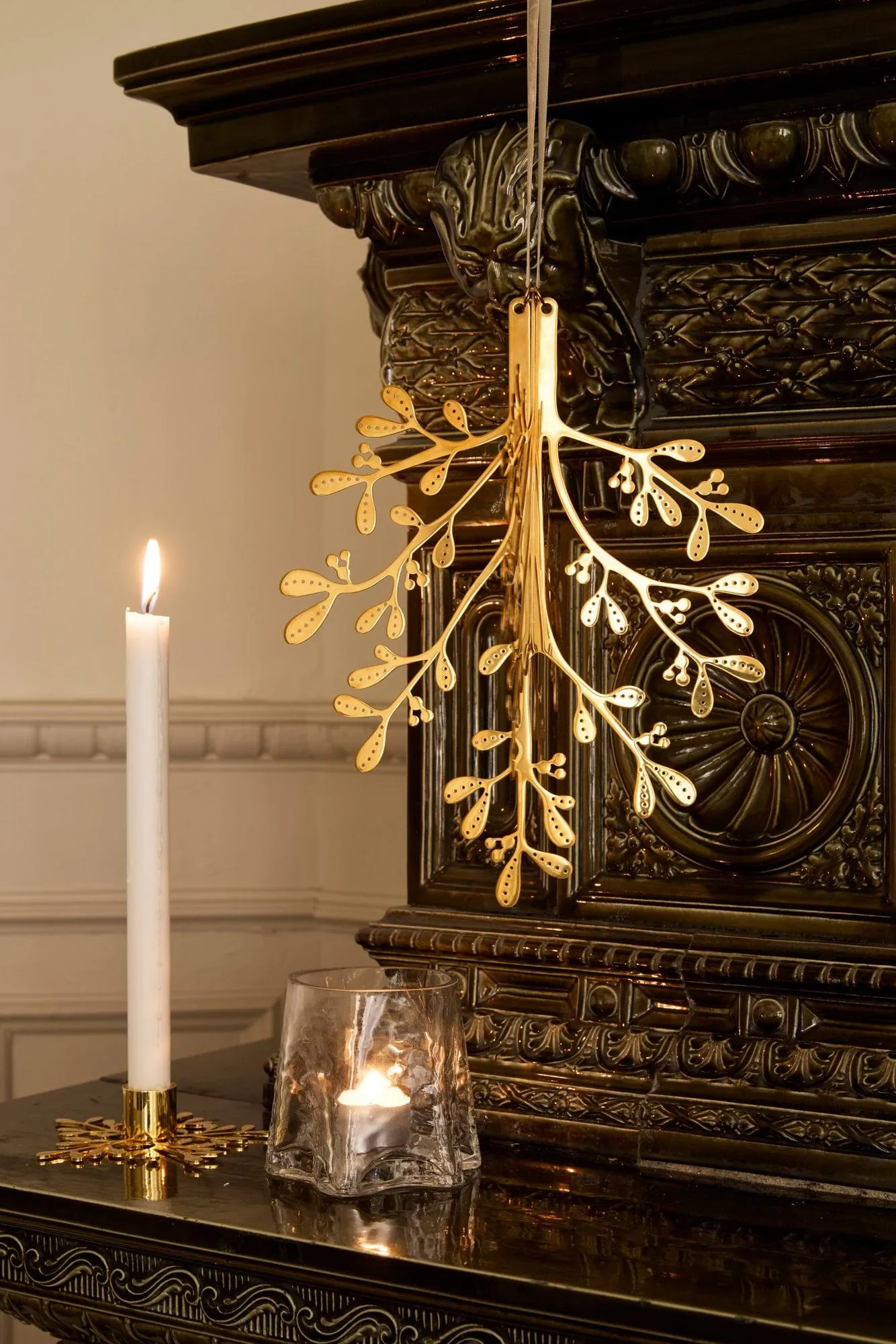 Mistletoe juleophæng 2-pak, Messing 20 cm Cooee Design