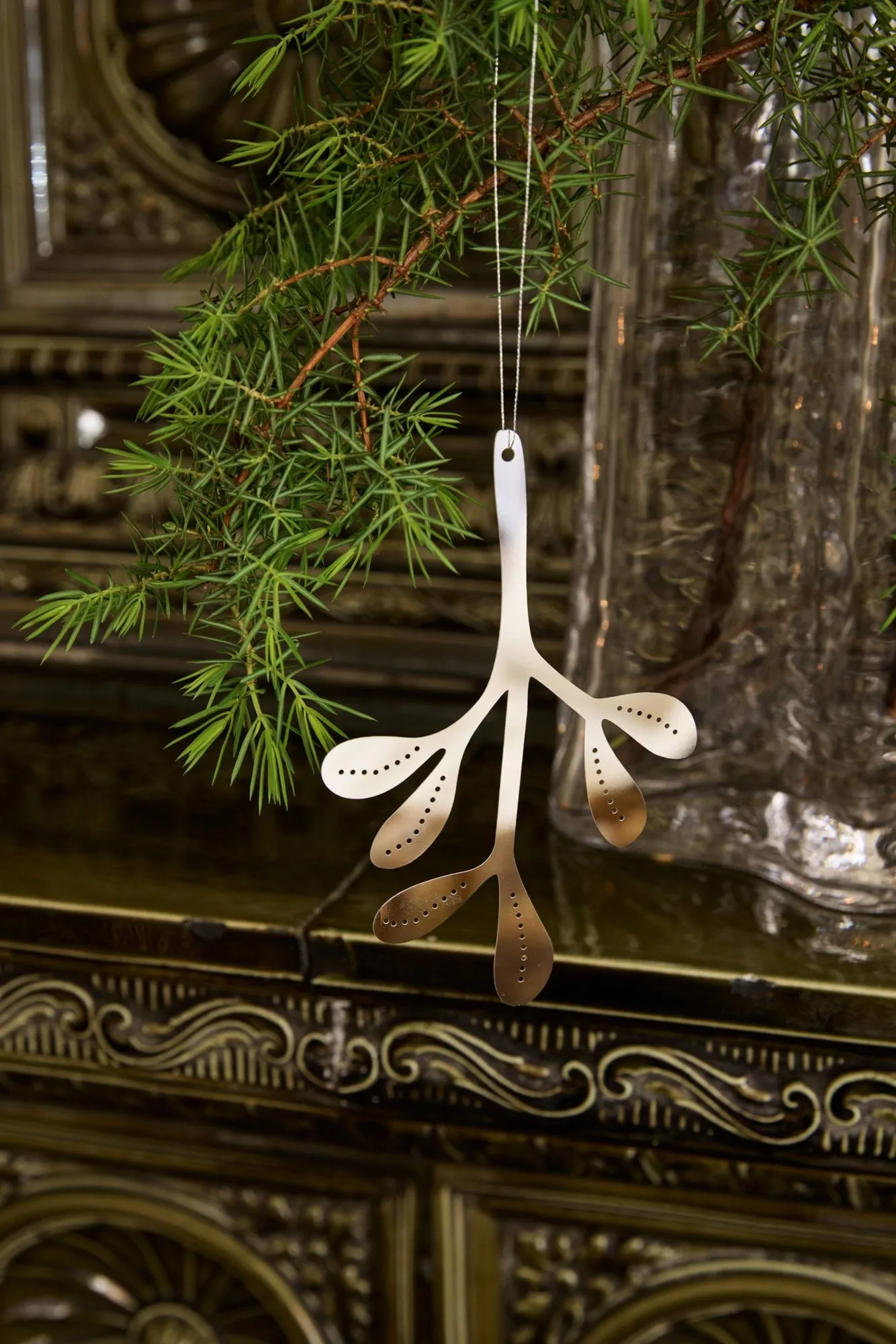 Mistletoe juleophæng 2-pak, Rustfrit stål, 12 cm Cooee Design