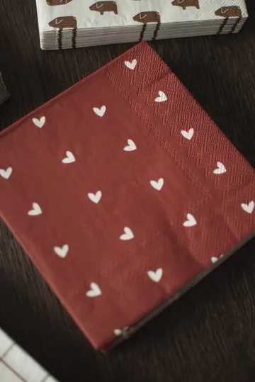 Heart pappersserviet 33x33 cm 20-pak - Dark red - DBKD
