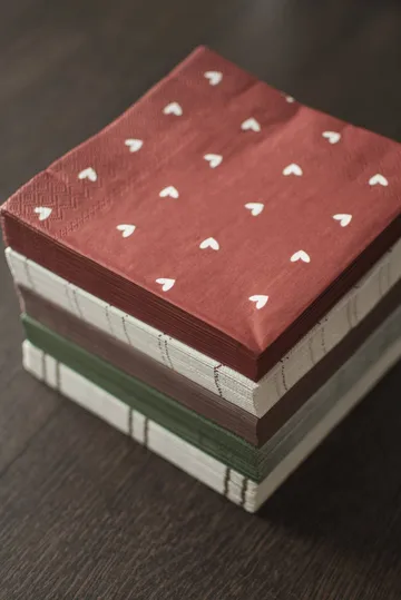 Heart pappersserviet 33x33 cm 20-pak - Dark red - DBKD