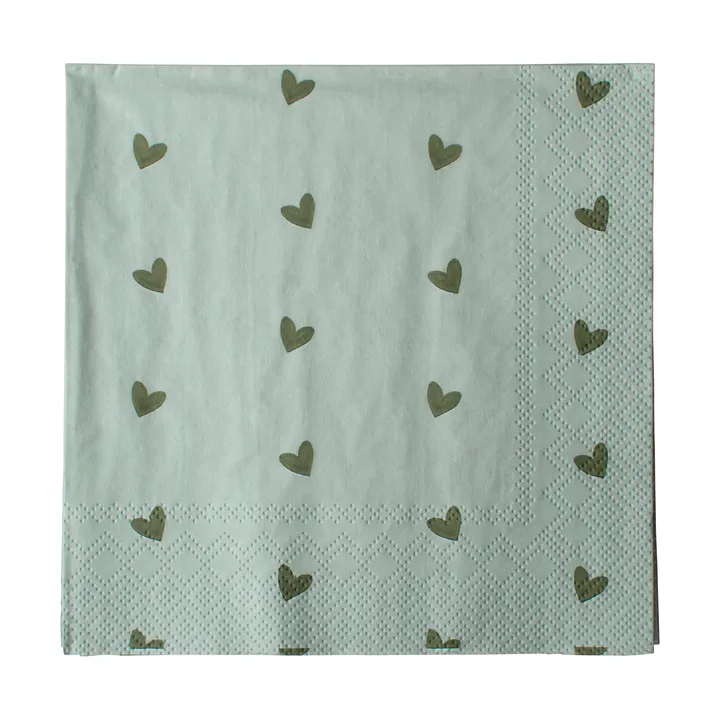 Heart pappersserviet 33x33 cm 20-pak - Green - DBKD