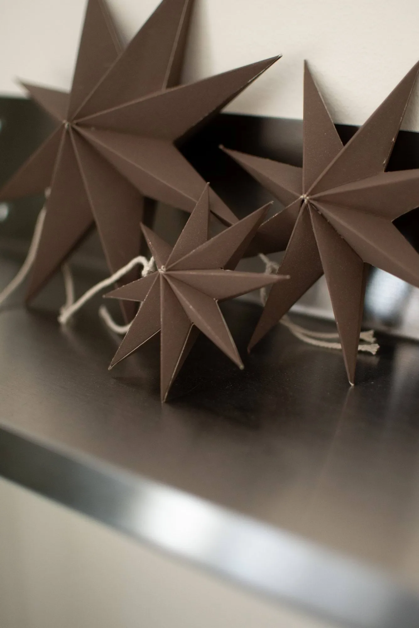 Paper winter star dekoration ophæng, Brown, small, Ø9 cm DBKD