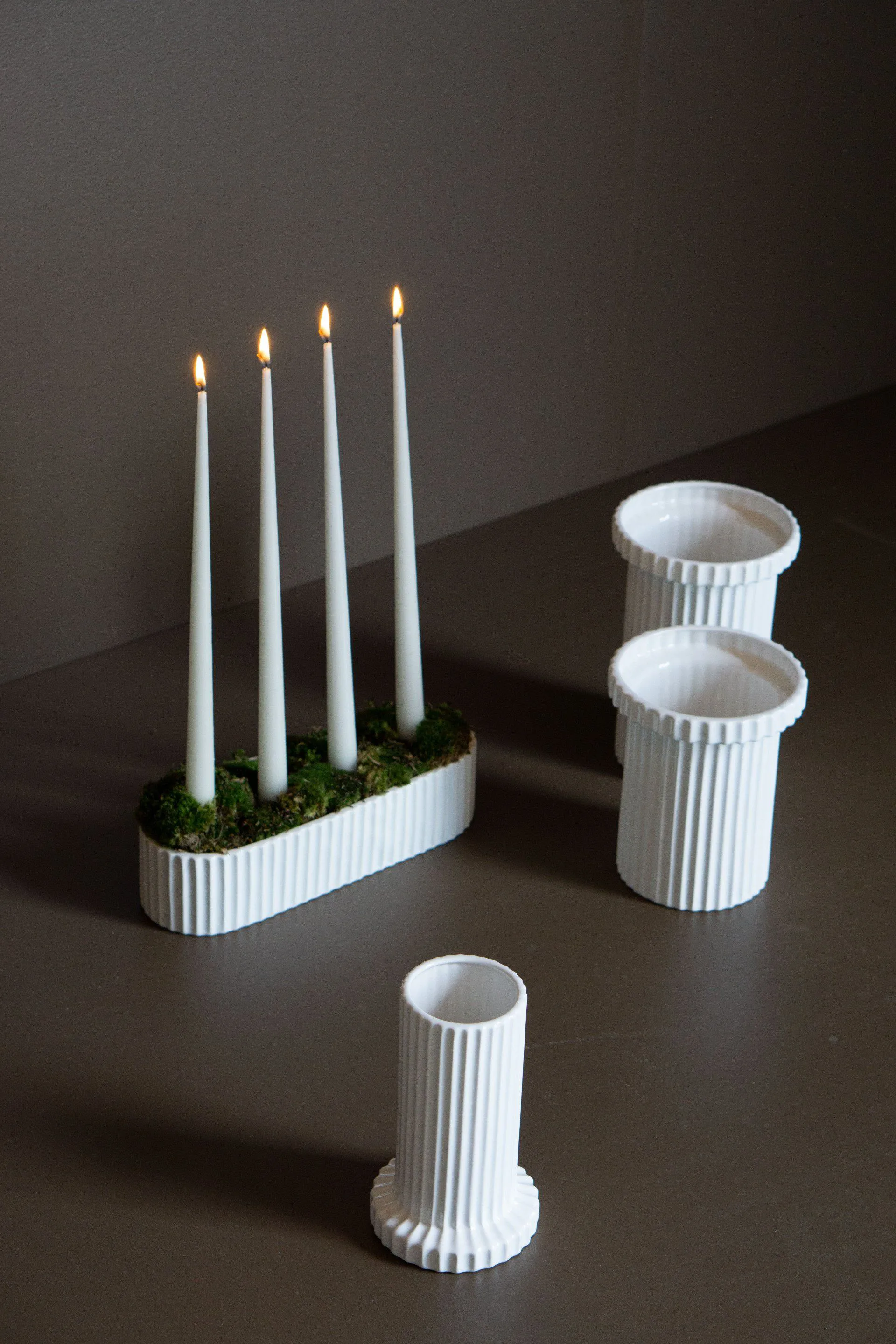 Stripe vase 18 cm, Shiny white DBKD