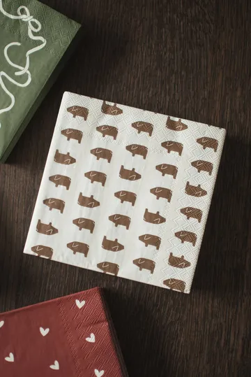 Swedish pig papirserviet 33x33 cm 20-pakning - Brown - DBKD