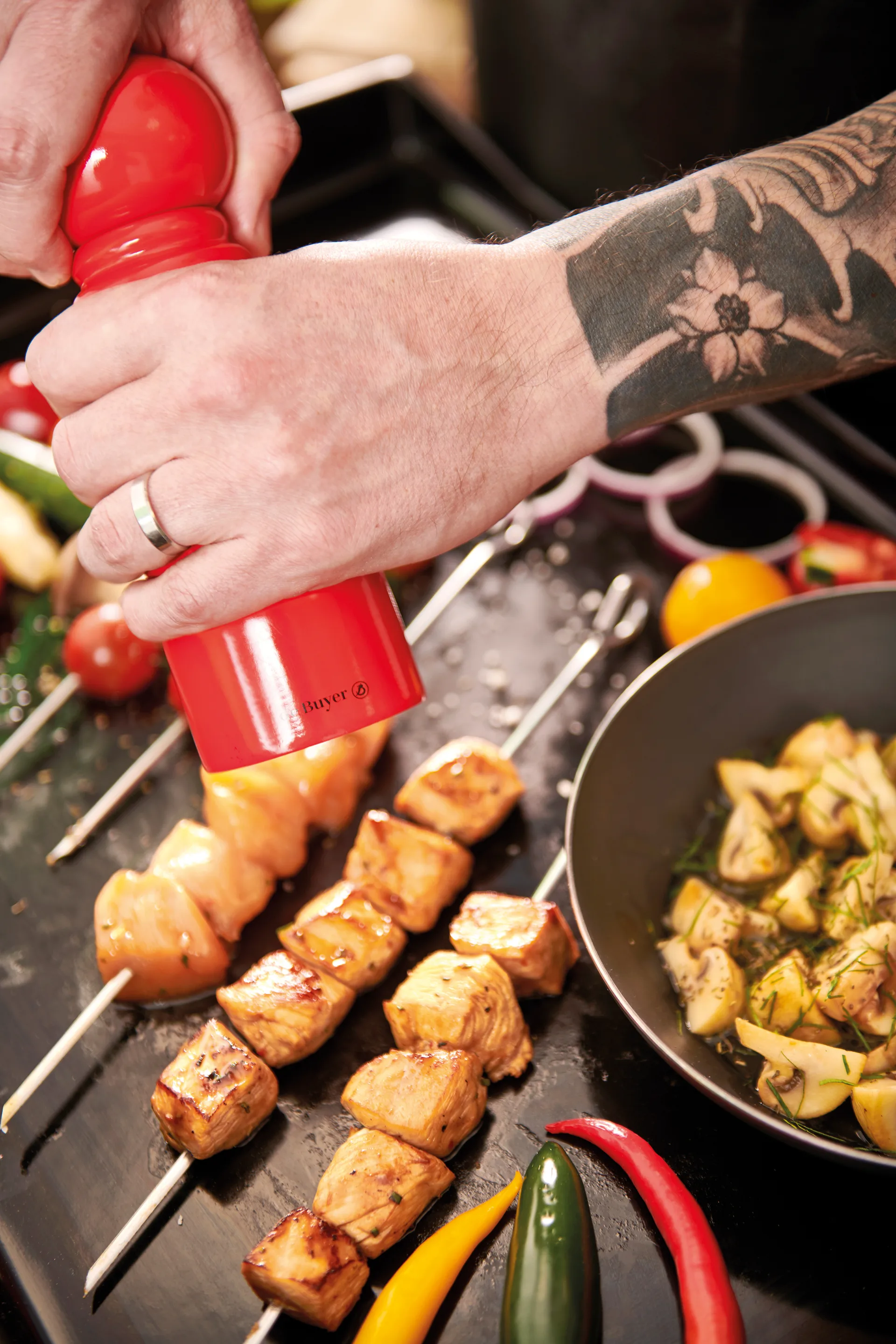 Rumba salt- og peberkværn keramisk 14 cm, Bøgetræ-lys De Buyer