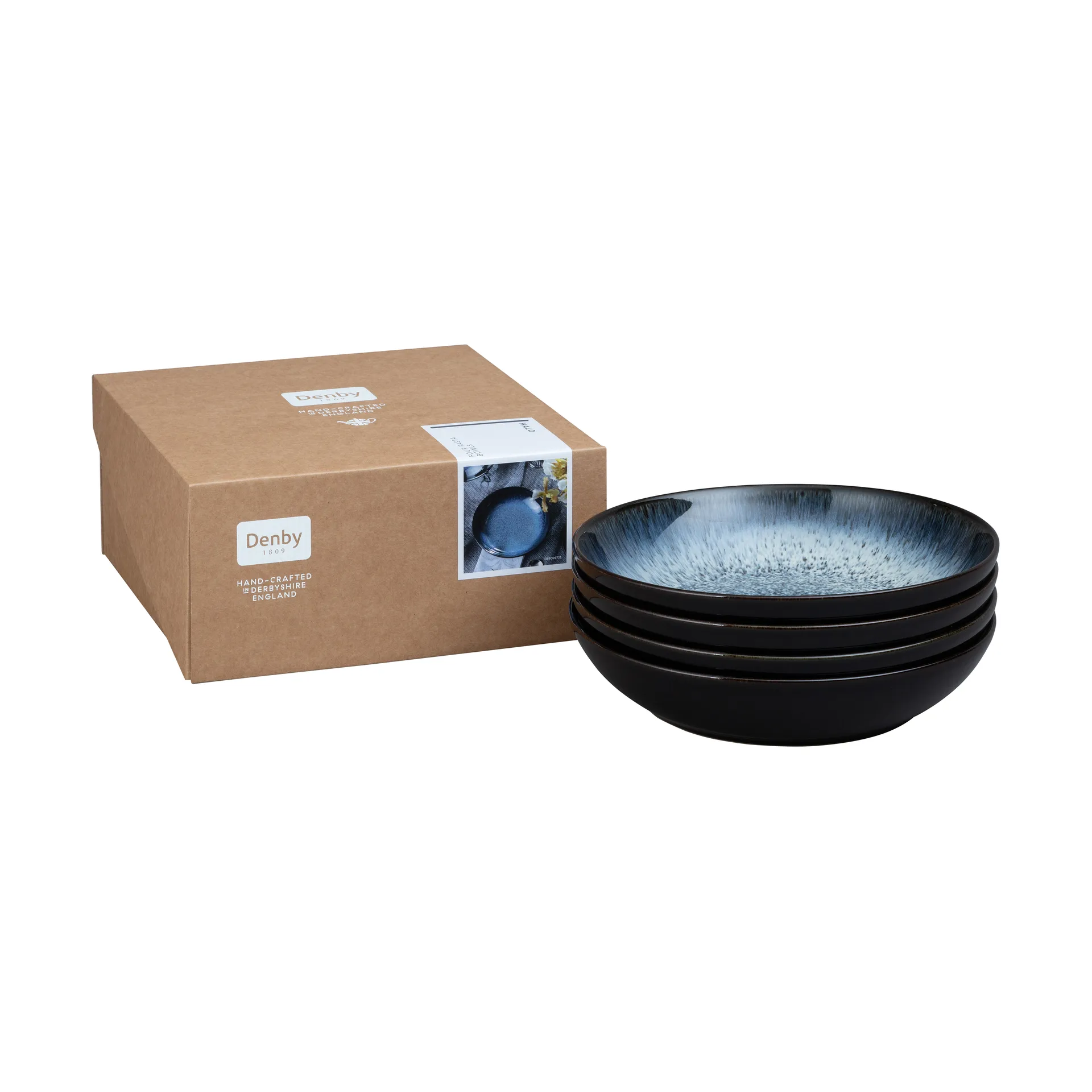 Halo pastaskål 22 cm 4-pak, Blå/Grå/Sort Denby