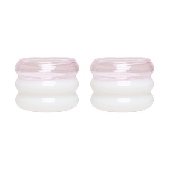 Bubble fyrfadsstage Ø5,6 cm 2-pak - Milky white-pink - Design Letters