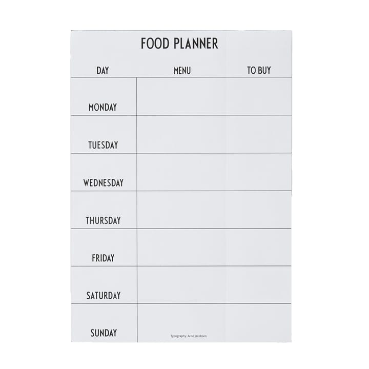 Design Letters mad-kalender, hvid Design Letters